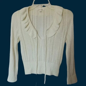 Honey punch flounced knit sweater size Mediun beige color